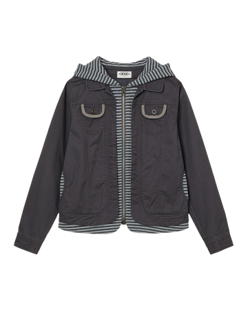 AEAE Hoodie Layered Jacket [Charcoal]