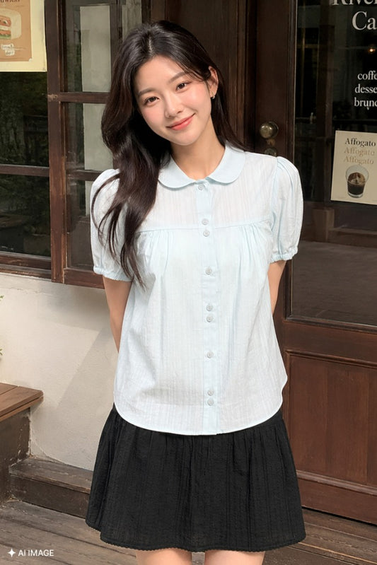 General Idea WOMAN Round Collar Puff Blouse