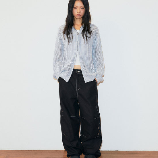 Mahagrid Pigment Mesh Zip Up Knit
