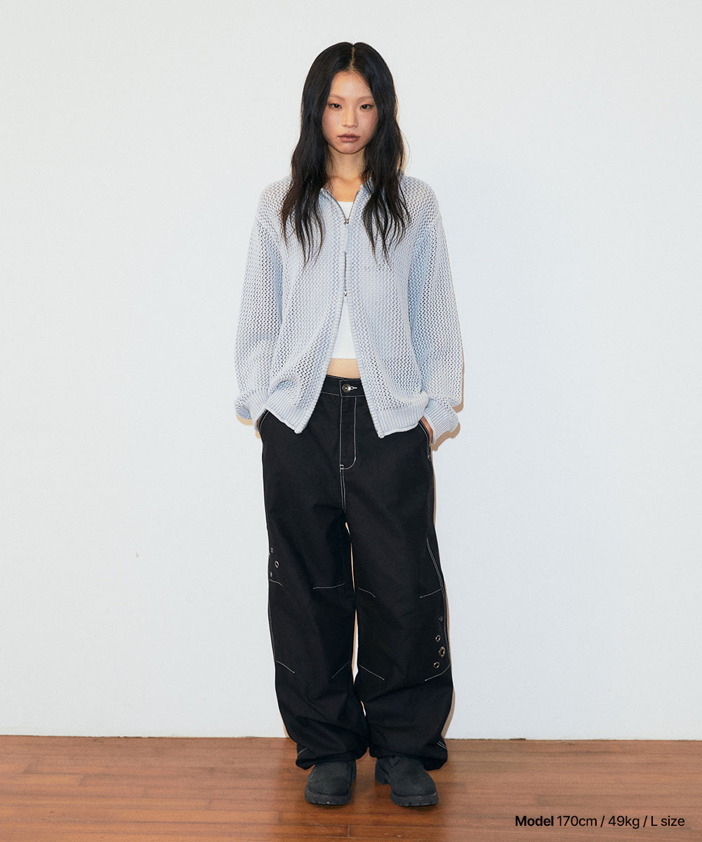 Mahagrid Pigment Mesh Zip Up Knit