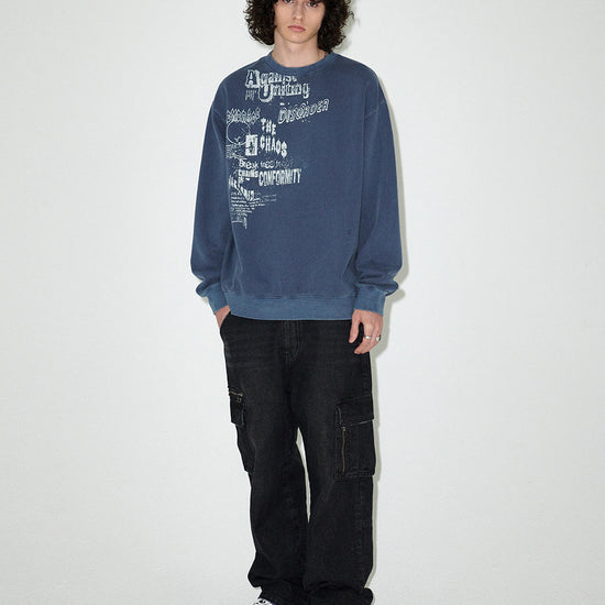 Mahagrid DISORDER PIGMENT SWEATSHIRT [BLUE]