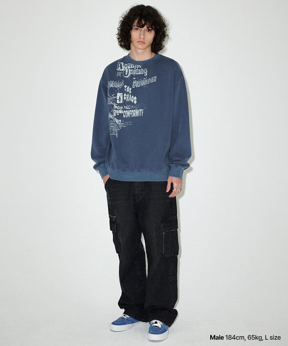 Mahagrid DISORDER PIGMENT SWEATSHIRT [BLUE]