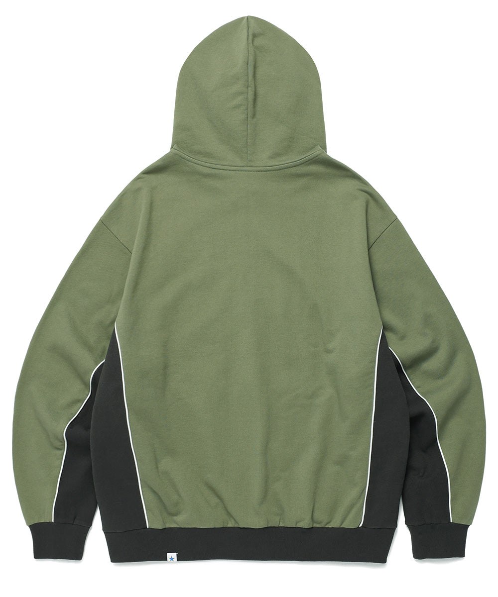 Cavish Piping Zip Up Hoodie in Green