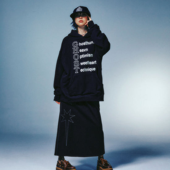 Nice Ghost Club Big Star Logo Sweat Skirt [Black]