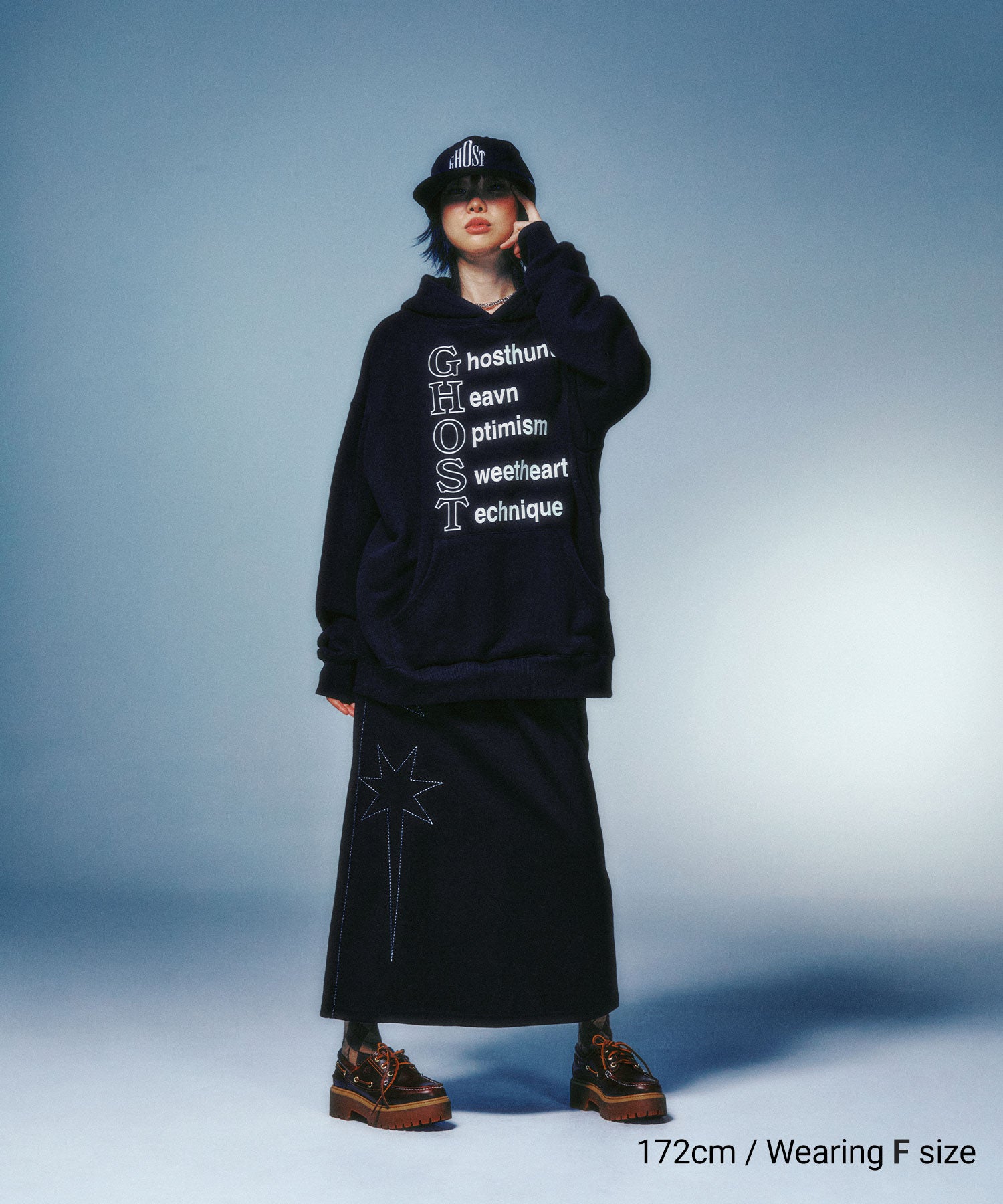 Nice Ghost Club Big Star Logo Sweat Skirt [Black]