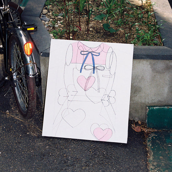 Nice Ghost Club Mimichan FFATS Pink Heart Big Big Tee [White]