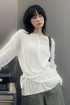 General Idea WOMAN Sheer Henley Neck Pullover