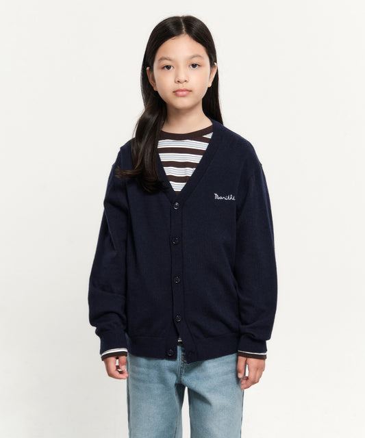 Marithé François Girbaud Kids Basic V-Neck Cardigan Navy