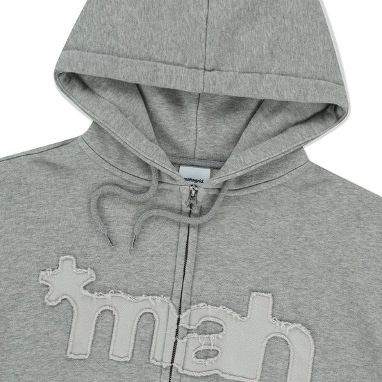 Mahagrid mah CUT OFF APPLIQUE ZIP-UP HOODIE