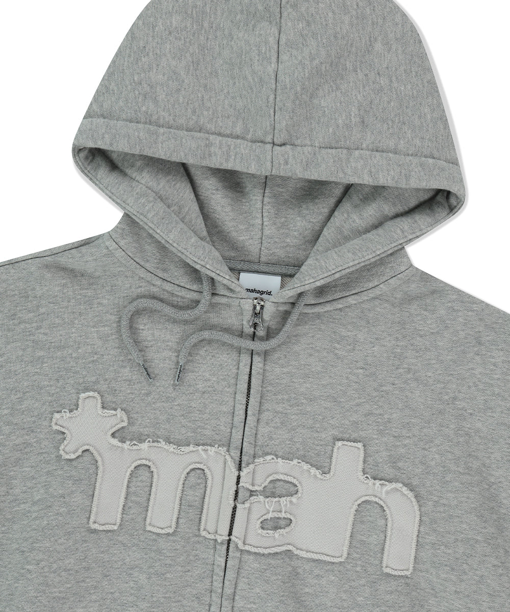 Mahagrid mah CUT OFF APPLIQUE ZIP-UP HOODIE