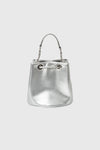General Idea WOMAN Crackle Faux Leather Bucket Bag [SILVER]