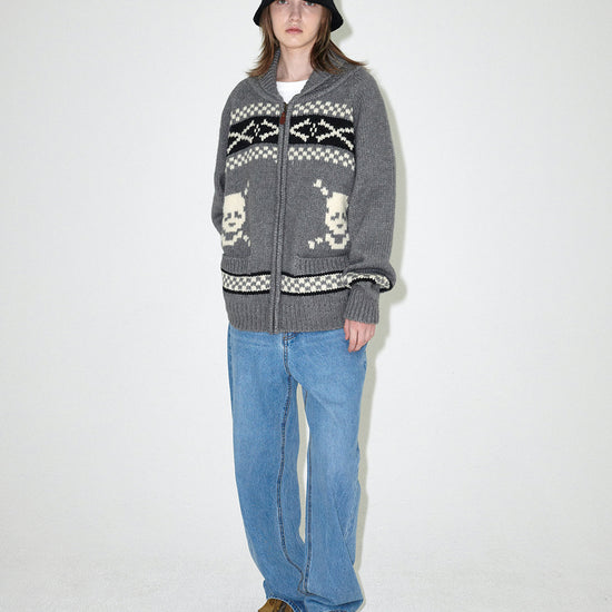 Mahagrid Skull Cowichan Knit Sweater