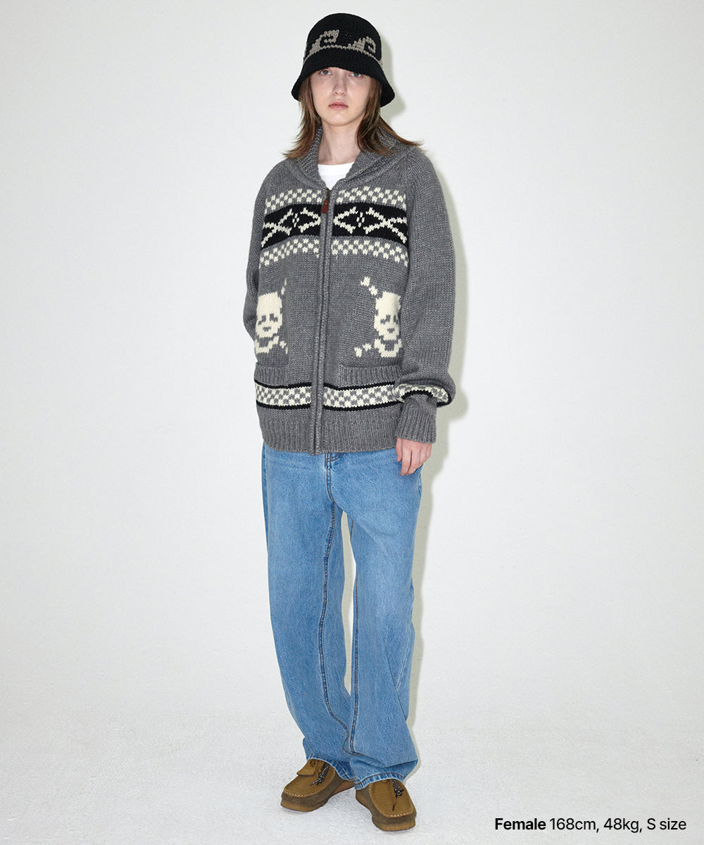 Mahagrid Skull Cowichan Knit Sweater