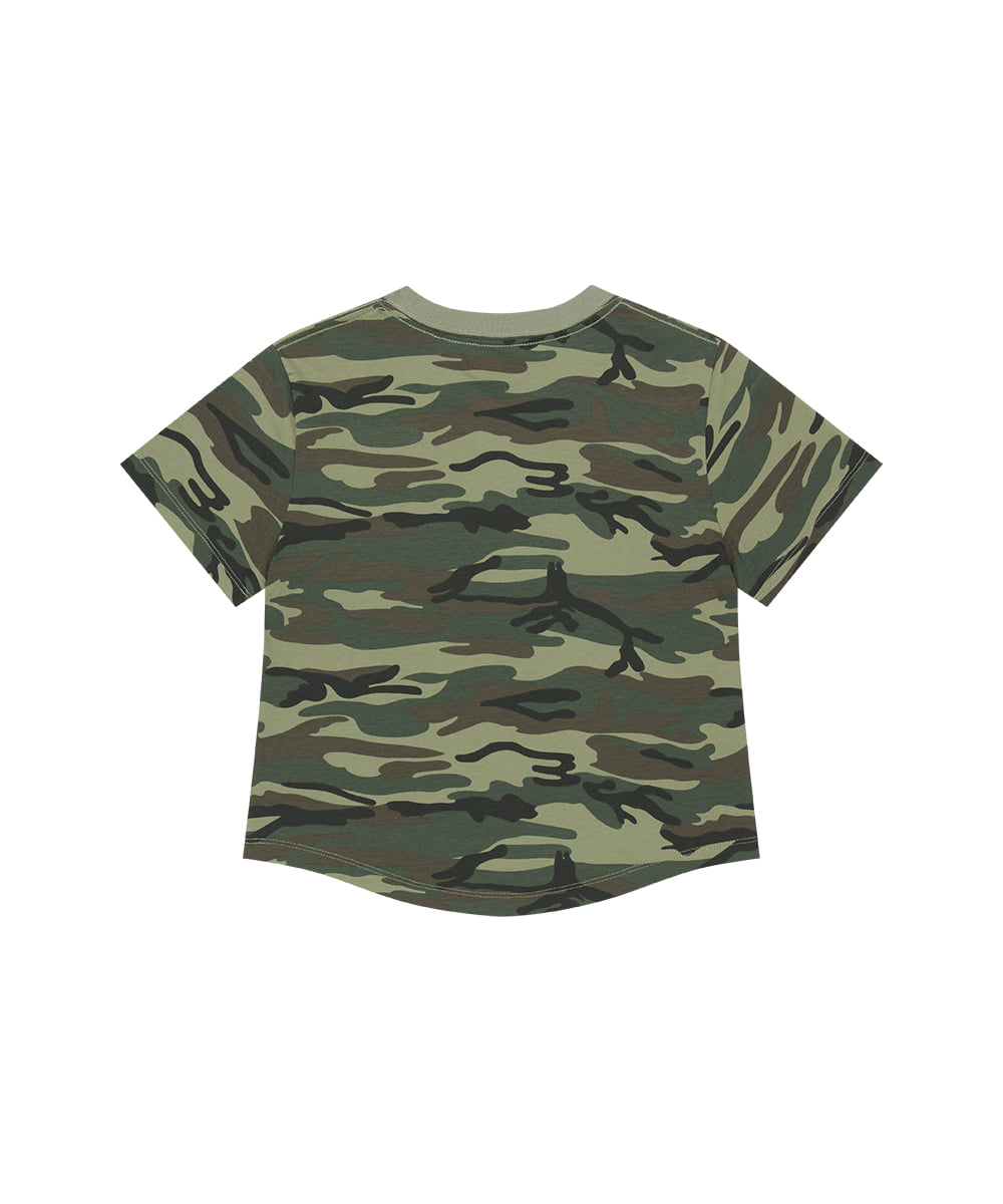 Mahagrid Camo Pattern Basic Logo Crop Tee