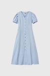 General Idea Woman Stripe V-Neck Puff Long Dress
