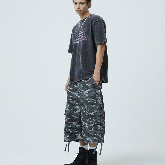 Mahagrid Washed Flag Tee Black