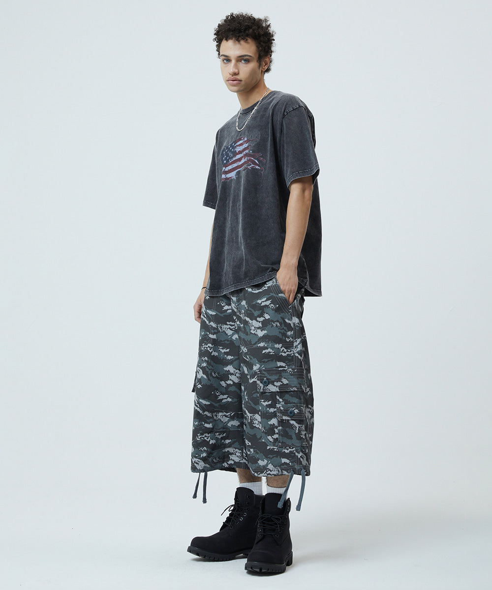 Mahagrid Washed Flag Tee Black