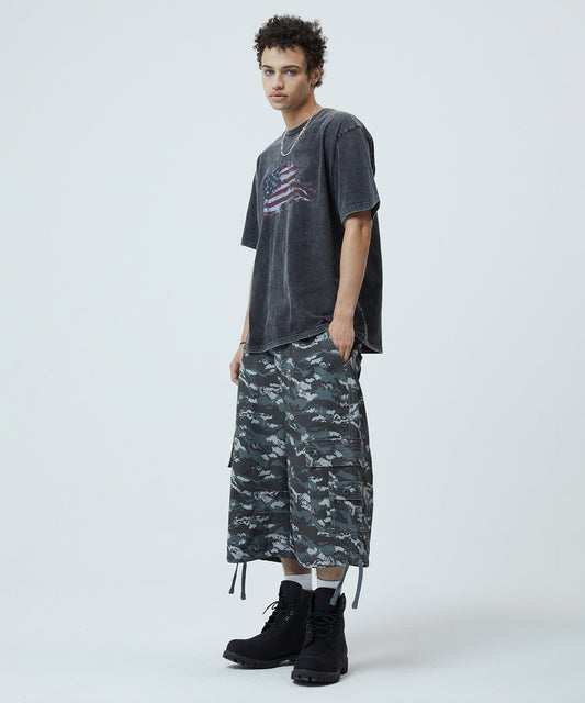 Mahagrid Washed Flag Tee Black