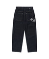 Cavish [Kyurin Styling] Check Applique Denim Pants [Blue]
