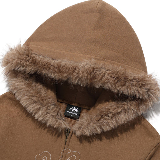 Nice Ghost Club Dark Fantasy Fur Hoodie Zip Up