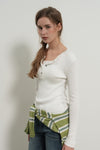 General Idea WOMAN Henry Neck Layered Knit Pullover