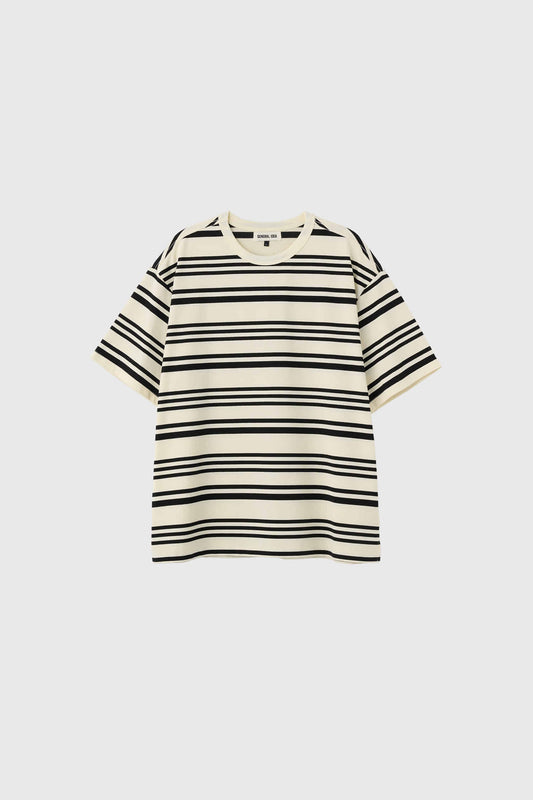 General Idea MAN Stripe Loose Fit T-Shirt Short Sleeve [IVORY]
