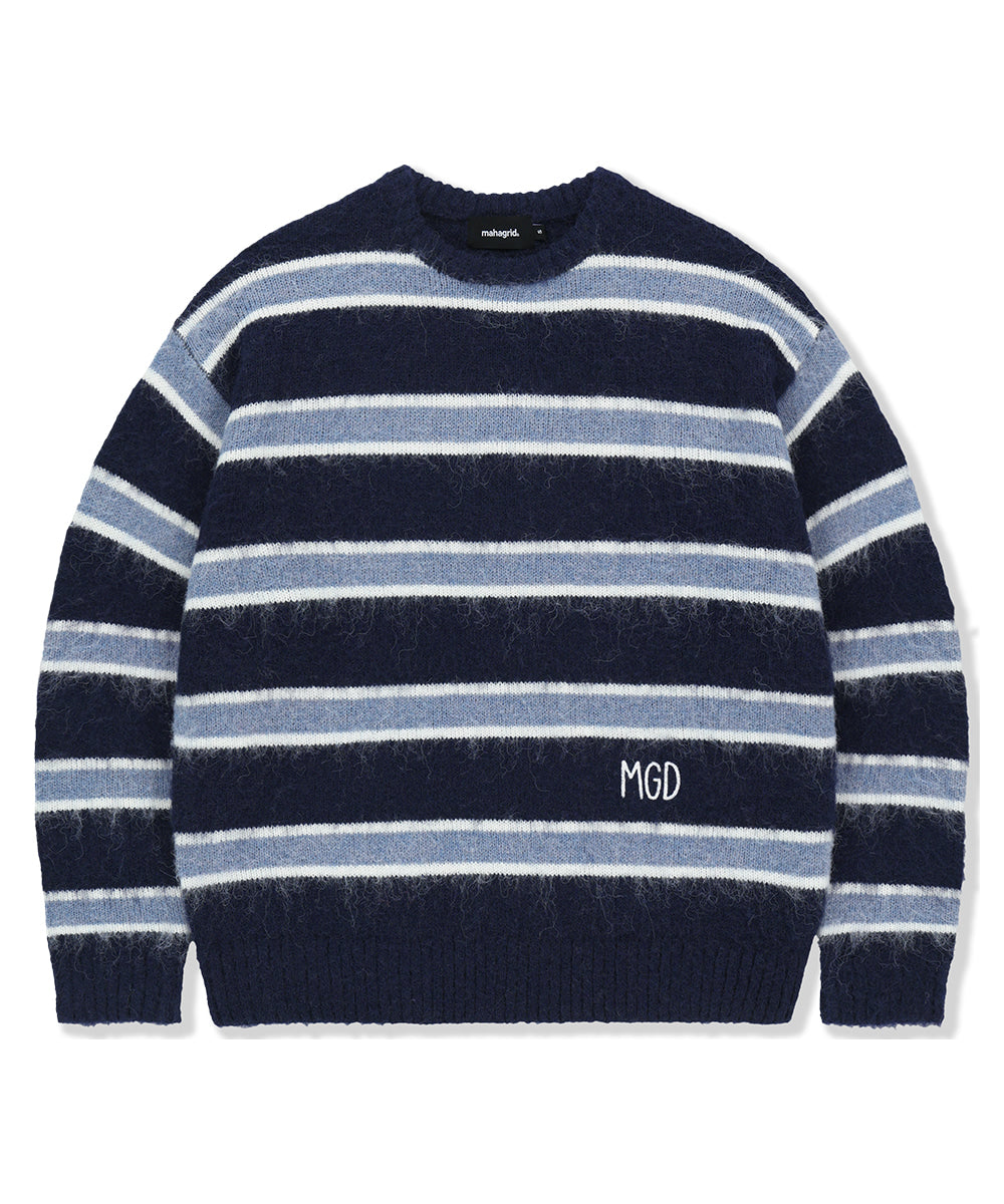 Mahagrid Hairy Stripe Knit Sweater