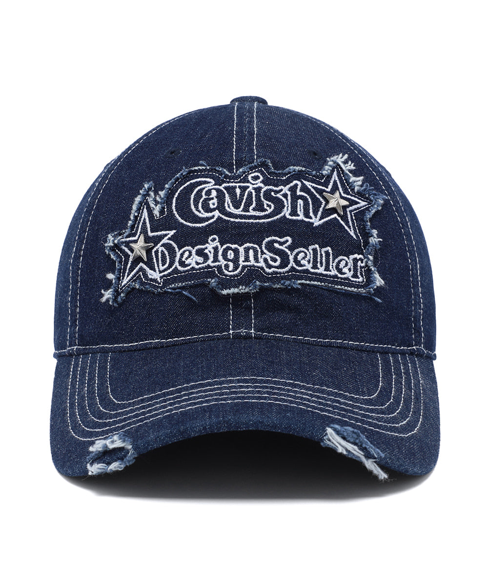 Cavish Rawcut Stud Denim Cap