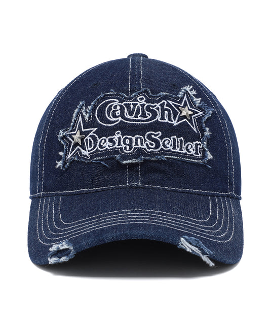 Cavish Rawcut Stud Denim Cap