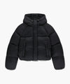 Marithé François Girbaud W Regular Logo Hooded Crop Down Jacket Black
