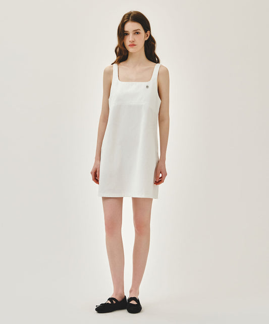 Marithé François Girbaud W DENIM SLEEVELESS DRESS off white
