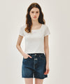 Marithé François Girbaud W FLOWER SLIM CROP TEE