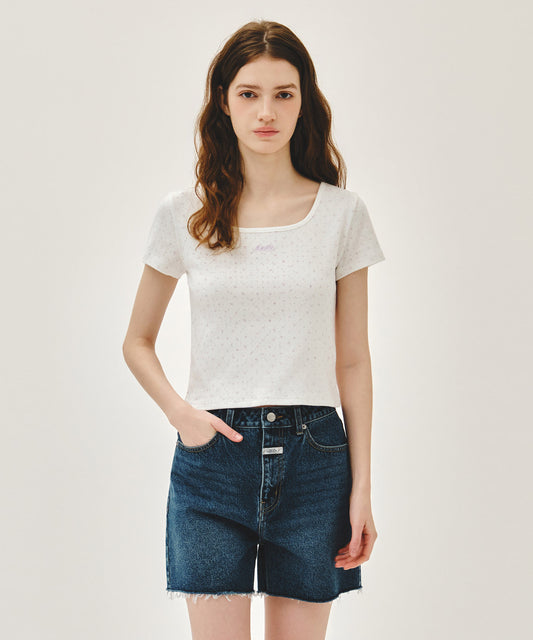 Marithé François Girbaud W FLOWER SLIM CROP TEE