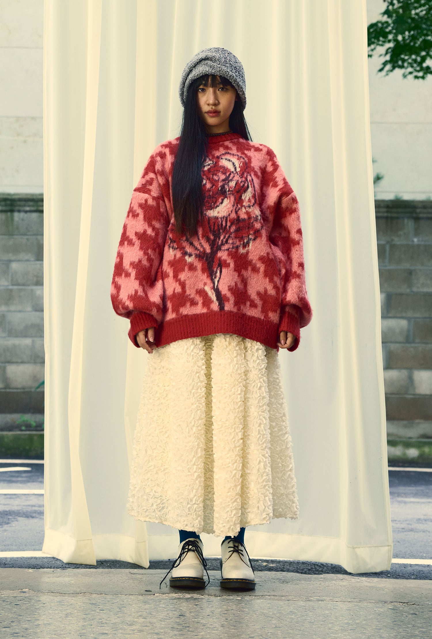 Nice Ghost Club Houndstooth Devil Rose Knit
