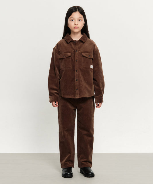 Marithé François Girbaud Kids Eiffel Label Corduroy Straight Pants Brown