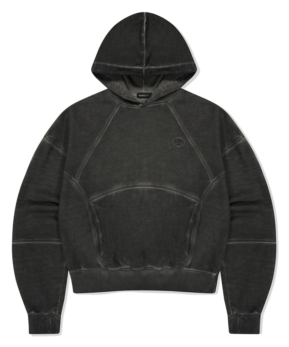 Mahagrid Dyed Curved Seam Crop Hoodie