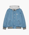 Marithé François Girbaud CLASSIC LOGO RAGLAN DENIM VARSITY JACKET light blue