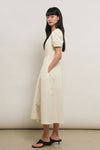 General Idea Woman Stripe V-Neck Puff Long Dress