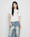 ADLV Woman Fuzzy Font Dragon Short Sleeve T-Shirt