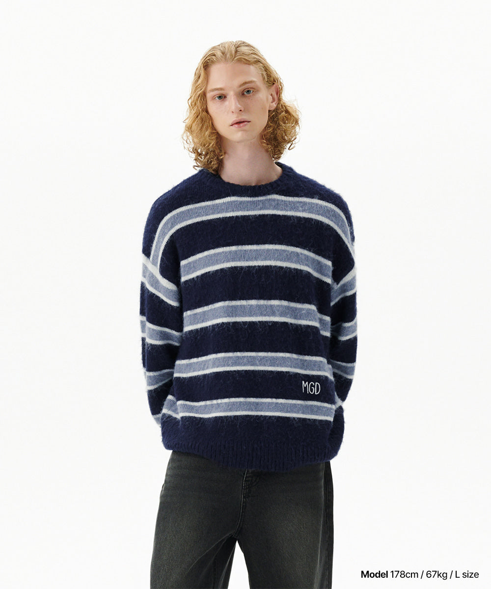 Mahagrid Hairy Stripe Knit Sweater
