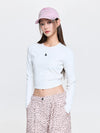 MLB Women's Basic Slim Ribbed Crop Long Sleeve T-Shirts