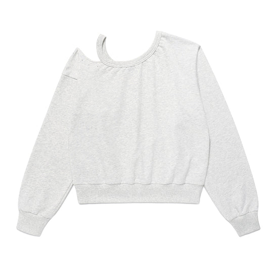 Cavish W OFF SHOULDER NECKLACE SWEATSHIRT [LIGHT GREY]