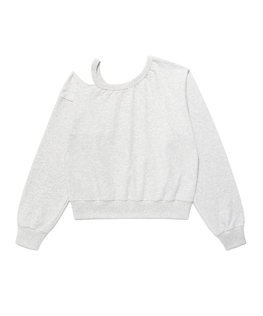 Cavish W OFF SHOULDER NECKLACE SWEATSHIRT [LIGHT GREY]