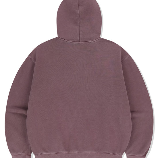 Mahagrid Big Gothic Cut Off Pigment Zip-Up Hoodie in Burgundy