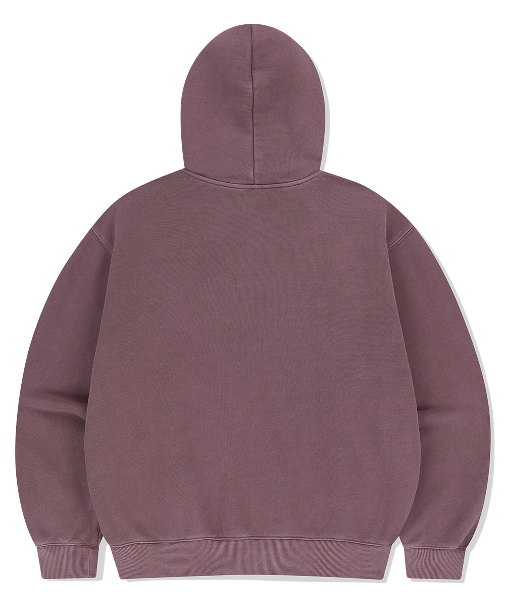 Mahagrid Big Gothic Cut Off Pigment Zip-Up Hoodie in Burgundy