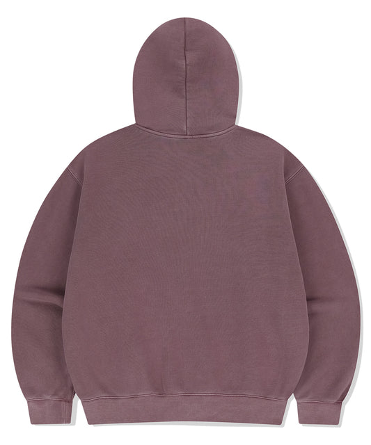 Mahagrid Big Gothic Cut Off Pigment Zip-Up Hoodie in Burgundy