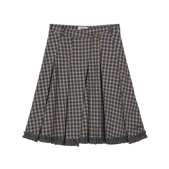 AEAE Check Wrap Pleats Skirt Grey