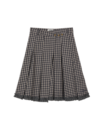 AEAE Check Wrap Pleats Skirt Grey