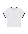 Mahagrid Flag Applique Ringer Crop Tee in White
