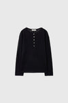 General Idea WOMAN Sheer Henley Neck Pullover